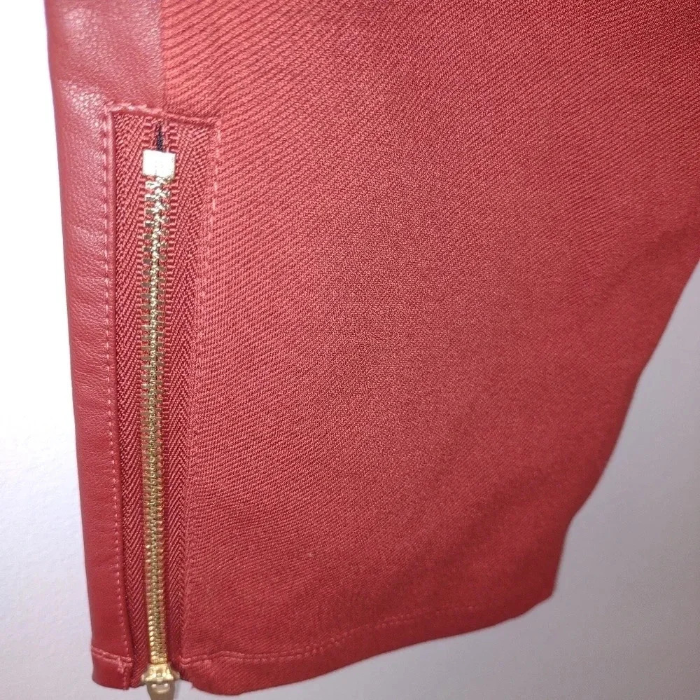 Jason Wu faux leather burnt orange pull-on pants women's size Medium sli… - Picture 6 of 11